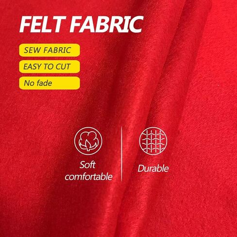 Red Felt Fabric - 1.6mm Thickness 36" X 18" Square Flexible Craft Felt by The Yard Soft Durable Felt Sheets for DIY Sewing Cushion Art Craft Project Supplies in Saudi Arabia