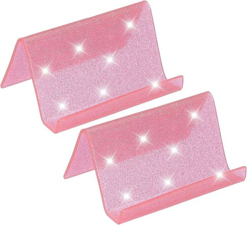 حامل بطاقة أعمال Patikil للمكتب ، 2pcs حاملي بطاقات الأعمال Acrylic Business Card Card Card Cards عرض معرض المكتب ، الوردي in Kuwait