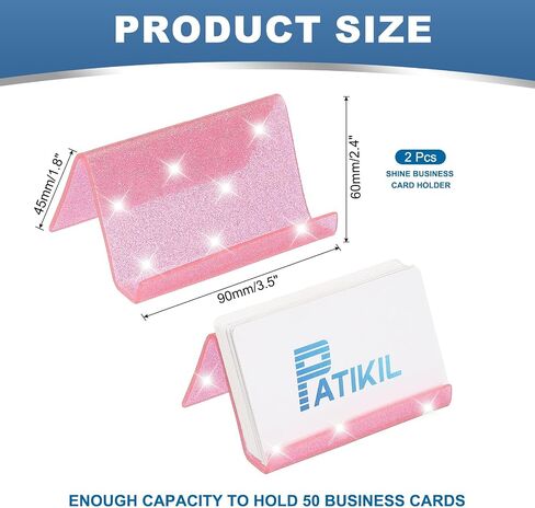 حامل بطاقة أعمال Patikil للمكتب ، 2pcs حاملي بطاقات الأعمال Acrylic Business Card Card Card Cards عرض معرض المكتب ، الوردي in Kuwait