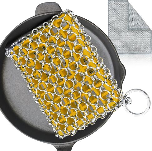 Cast Iron Scrubber,Honeycomb Silicone Design,Easily Removes Stains, Protects Coatings, with Bamboo Fiber Cloth, Ideal for Cast Iron Pans, Dutch Roast Pans in Saudi Arabia