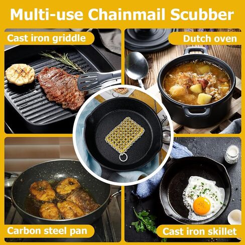 Cast Iron Scrubber,Honeycomb Silicone Design,Easily Removes Stains, Protects Coatings, with Bamboo Fiber Cloth, Ideal for Cast Iron Pans, Dutch Roast Pans in Saudi Arabia