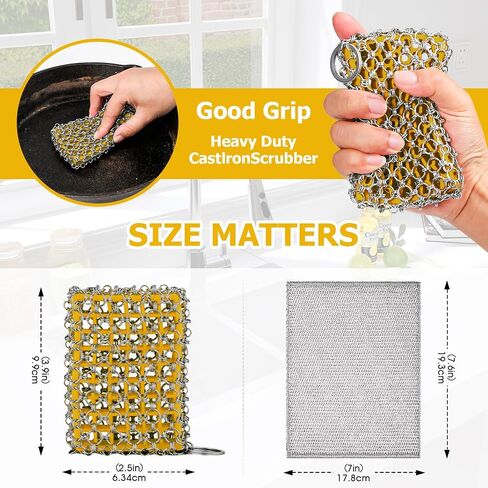 Cast Iron Scrubber,Honeycomb Silicone Design,Easily Removes Stains, Protects Coatings, with Bamboo Fiber Cloth, Ideal for Cast Iron Pans, Dutch Roast Pans in Saudi Arabia