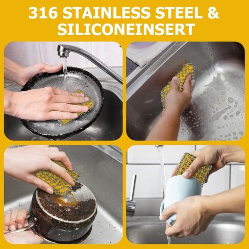 Cast Iron Scrubber,Honeycomb Silicone Design,Easily Removes Stains, Protects Coatings, with Bamboo Fiber Cloth, Ideal for Cast Iron Pans, Dutch Roast Pans in Saudi Arabia