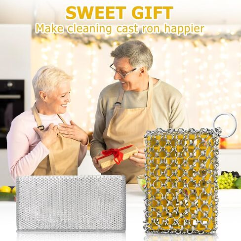 Cast Iron Scrubber,Honeycomb Silicone Design,Easily Removes Stains, Protects Coatings, with Bamboo Fiber Cloth, Ideal for Cast Iron Pans, Dutch Roast Pans in Saudi Arabia