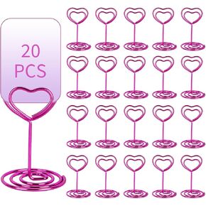20pcs Mini Place Card Mostuders ، Heart Place Table Number ، حاملي بطاقات الطاولة للصور ، علامات الطعام ، ملاحظات المذكرة ، حفلات الزفاف ، المطاعم ، أعياد الميلاد (الذهب الوردي)