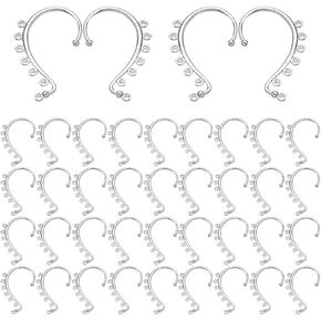 50 Pcs DIY Ear Cuffs Earrings Non Piercing Clip on Ear Cuff Earrings for Women DIY Earring Accessories Jewelry Supplies (Silver)
