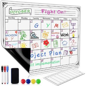 Magnetic Refrigerator Memo Calendar -2025 New Version Family Monthly to Do List Easy Dry Erase Fridge Whiteboard Reminder & Grocery Planner Set Refrigerator(10 Stuffs Included)