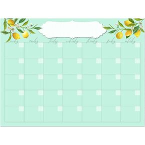 Dry Erase Whiteboard Monthly Calendar | Removeable and Restickable Adhesive Decal | Fine-Tip Magnetic Marker Included | 9" x 12" (Lemon)