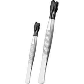 ملاقط Patikil Craft مع نصائح مطاطية ، 2 PCS PVC ملاقط مغلفة الطول الطويل من الفولاذ المقاوم للصدأ عازمة مستقيمة على مستقيم للاصطدام الطوابع حبات حبات المجوهرات ، الأحمر 5.9 "4.3"