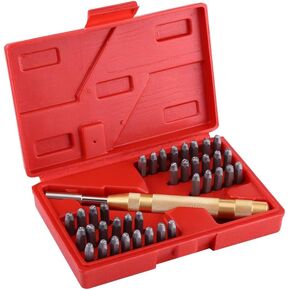 Evtscan DCT Metal Stamping 38pc أدوات أدوات - رسالة مدهشة ، رقم رسالة تلقائية ختم مجموعة أدوات طوابع الختم المعدنية ، لعلامة جلدية بلاستيكية