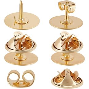 Beebeecraft 1 Box 15PCS Butterfly Clutch Tie Tie Dins 18K Gold Plated Brass 12mm طول دبابيس فارغة ربط دبوس مع دبابيس فارغة لصنع الحرفية