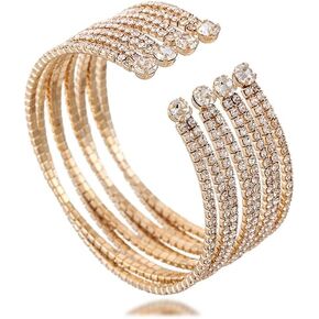ZMANYIJEW 2Pcs Upper Arm Bracelet Cuff Bangle Minimalist Gold Metal Coil Arm Cuff Bracelets for Women Irregular Wave Chunky Cuff Bangle Armband Statement Party Jewelry
