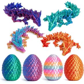 4pcs بيض التنين المطبوع ثلاثية الأبعاد مع التنين في الداخل ، لعبة Mini Mystery Egg Egg Toy Crystal Toy ، هدايا ديكور المكتب المنزلي ، مجموعة لعبة الحيوانات المطبوعة ثلاثية الأبعاد (مجموعة B)