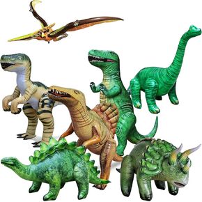 إبداعات نفاثة 7-PK ديناصورات قابلة للنفخ ، T-Rex (37 ") ، Brachiosaurus (28") ، Triceratops (20 ") ، Stegosaurus (20") ، Raptor (30 ") ، Pteranodon (57") ، Spinosaurus (31 ")