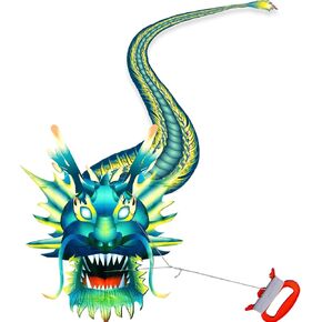 Hengda Kite Legendary Dragon Kite ، للأطفال والبالغين ، من السهل الطيران ، تصميم النسيج والبنية الممتاز ، مناسب للمربع ، الشاطئ ، العشب ، الحديقة ، هدية ممتازة ، (35x157) في