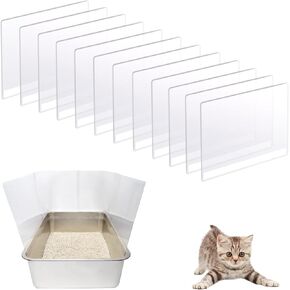9PCS Cat Litter Box Pee Shields,Transparent Easy Clean Splash Guard for Open Top Litter Pan 14.5×11.5in- Litter Box Not Included(9PC)