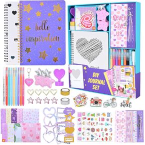 2-Pack DIY Journal Kit,Gifts for Girls Ages 8 9 10 11 12 13 14 Year Old Cool Birthday Gifts,DIY Journal Set for Tween & Teen Girls, Stationery Set, Scrapbook kit & Diary Supplies Set