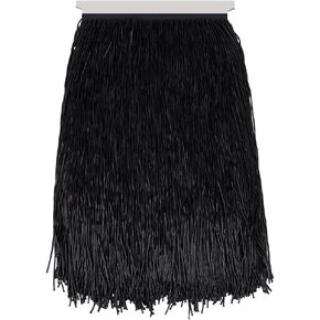 BENECREAT 1 Yard Beaded Fringe Trim Acrylic Tassel Fringe Trim, 12 Inch Black Tube Bead Ribbon Tassel Fringe Trim for Crafts DIY Dress Clothes Decoration
