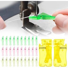 32pcs Sewing Machine Needle Threader Tool,Fish Sewing Machine Needle Threader and Automatic Needle Threaders for Hand,Stitching Sewing Machine Quick Needle Threading Yellow Green Pink