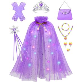 Avady Light Up Princess Cape Set Toys Princess Dress Up Clothes for Little Girls Halloween Christmas Birthday Gift