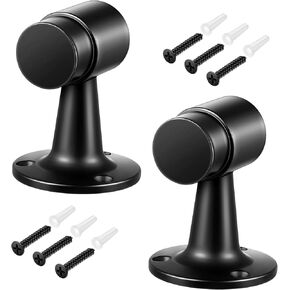 2 Pack Heavy Duty Floor Mounted Door Stop 3 in Aluminum Commercial Grade Door Stopper with Rubber Bumper & Stainless Steel Screws, Black