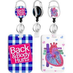 2 Pack Cute Cat and Shark ID Badge Holder with Clip Badge Reels Retractable Heavy Duty,Keychain，ID Holder for School Nurse Office