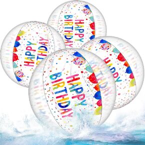 4 Pack Beach Balls for Birthday Party 20 Inch Beach Ball Inflatable Clear Balls for Birthday Decorations, Beach Games & Summer Joy