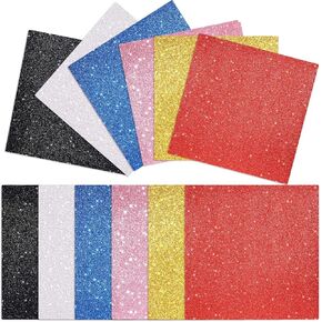 6 PCS Glitter Cardstock Glitter Foam Sheets 10 × 10 بوصة من البطاقات المتميزة للبطاقات ذاتية لاصقة لزجاء لزخار الخريجة.