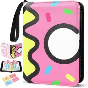 Zaione Trading Card Binder for Girls: Pink 4 Pocket Card Collection Binders with 440 Pockets و 55 Sleeves القابلة للإزالة - حامل مضاد للماء مع سحاب للتخزين والهدية