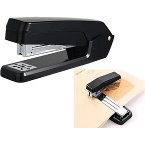 Rotatable Desktop Staples, 5.3 Inch Labor Saving Black Stapler for About 25 Sheets Capacity with 1000 Pcs No.12 Staples (Black)