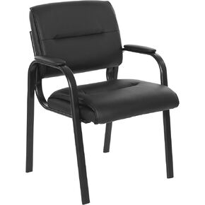 Office Star FL Series Faux Leather Guest Crast مع إطار Black Finish ، Taupe in Kuwait