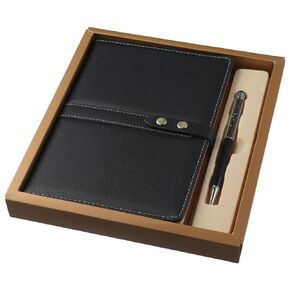GetCoupon A5 Notepad Set Box Business Business Business ، مع Gen Diary Ledger Gift Soft Faux Hoolscover (Black)