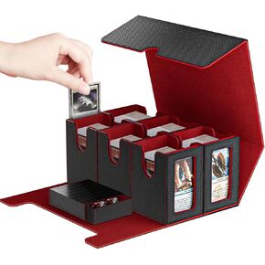 Commander Deck Box for Trading Card, 6 In 1 Card Storage Box Fits 1400+ Standard Sleeveless Cards, Removable MTG Deck Case for TCG/Sports/Baseball Cards with Dice Tray