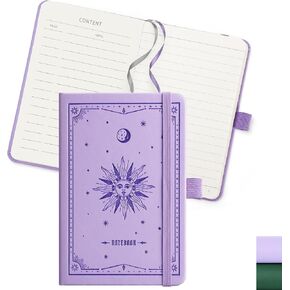 كتب Emshoi المبطنة في دفتر دفتر جيب - A6 A6 Small Leather Hardcover للنساء ، وحكم الكلية 160 صفحة مرقمة ، وفتحة مصغرة لمكتب مدرسة العمل.