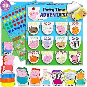LIL ADVENTS Potty Time Adventures - Peppa Pig with 14 Wooden Block Toy Prizes | Potty Training Advent Game | As Seen on Shark Tank | Wood Block Toys, Reward Chart, Activity Board and Stickers