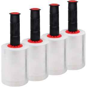 Shrink Wrap Roll with Handle 5" x 1000 Ft - 80 Gauge - Heavy Duty Plastic Stretch wrap Roll with Rotating Handles for Pallet Wrap Film - Plastic Wrap for Moving Supplies - Shrink wrap for Moving