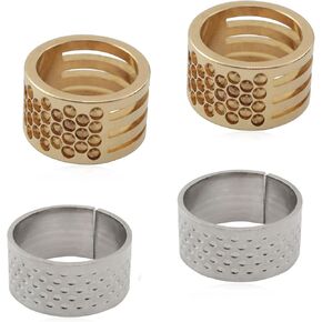 XGNG 4pcs Metal Thickened Thimble Finger Set for Household Sewing Thimble Hand Needle Top Ring Sewing Box with Adjustable Cross Stitch Top Hoop