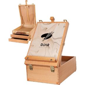 Tabletop Easel للطلاء ، خشب الزان الصلبة قابلة للتعديل Sketchbox Artop Art Easel ، صندوق تخزين للبالغين للبالغين والفنانين والطلاب ، الطبيعي
