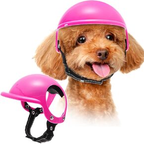Goaste Dog Helmet for Small Dog, Pet Motorcycle Helmet with Ear Holes, Doggy Safety Hat with Adjustable Belt, Puppy Cat Hard Cap for Outdoor Walking, Biking, Riding, Driving (Small)