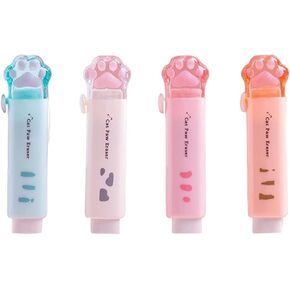 4 Pcs Multicolor Student Rubber Rubbing Eraser Retractable Reward School Supplies Push-Pull Cat Paw Cute Eraser School Pencil Eraser Pencil Eraser Standard Pencil Erasers