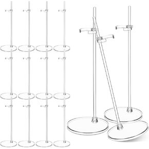 Toyvian 15Pcs Doll Stands for 8 to 12 Inch Dolls, Transparent Doll Display Stand Support with Adjustable Waist Clip, Action Figure Stand Doll Accessories, Mini Doll Display Holder