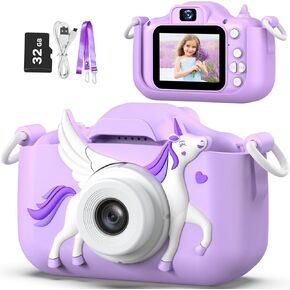 لعبة Goopow Kids Selfie Camera Toys for Girls Age 3-9 ، لعبة كاميرا الفيديو الرقمية مع غطاء واقعي ، هدايا عيد ميلاد عيد ميلاد للفتيات البالغ من العمر 3-9 سنوات-بطاقة SD 32GB متضمنة (DC-H21)