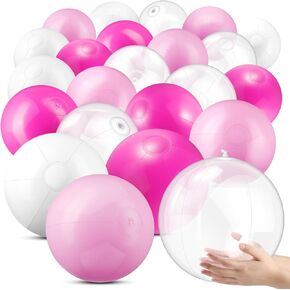 24 PCS كرات شاطئية قابلة للنفخ ، 20 بوصة باستيل لون جامبو كرات الشاطئ الكبيرة لسباحة سباحة الصيف مياه الزفاف.