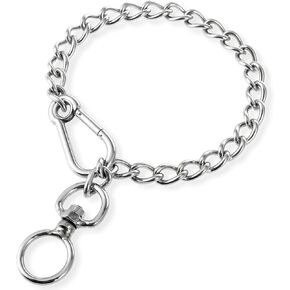 Dog Chain Collars, Stainless Steel Chew Proof Necklace, Adjustable Slip Chain Metal Dog Collar for Small, Medium Dogs, Training Walking, Anti-Winding Leash Extension (15.7 in)