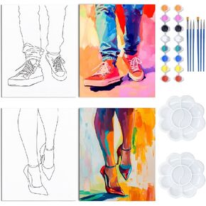 Webeedy Sip and Paint Canvas Canvas للطلاء للمبتدئين البالغين ، 8 × 10 بوصات مقصورة ممتدة في القماش الليلي الطلاء الطلاء و SIP Party Gift عيد الحب ، 2 حزمة 20x25cm