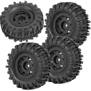 RC 1.0 "محور العجلات البلاستيكية والإطار للترقيات 1/18 TRX4M 1/24 محوّر SCX24 FCX24 مقياس Crawler Car.Crawler Tyres عجلات ، 4pcs. (Black-C)