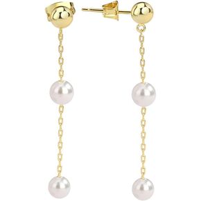 Pearl Hoop Earrings for Women Girls 14k Gold Plated Pearl Dangle Small Hoop Earrings with 925 Sterling Silver Post
