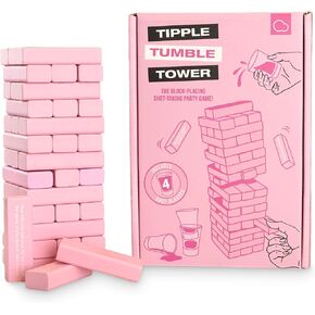 Stuff Bubblegum - Tipple Tumble Tower - لعبة الشرب المطلقة وجرأت لعبة التثبيت - تشمل 54 كتلة وردية و 4 أكواب طلقة - تتراوح أعمارهم بين 18+