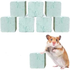 Hamiledyi Rat Lava Block Toy ، Chinchilla Bites Calcium Cubes Stone من أجل طحن الأسنان ، مستلزمات الهامستر ، ألعاب مضغ الخفاف المعدنية للحيوان الصغير Gerbil Guinea Pig Mouse 8pcs الأزرق