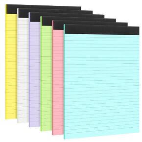 Aeaocvo 8 Pack Colored Legal Pads 8.5x11 Inch Paper College Ruled Notepad, A4 Size Wide Ruled Writing Pads, Lined Paper Pads Notebook for Office, School, College, 40 Sheets/Pad